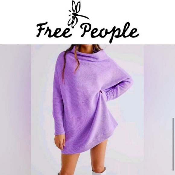 Free People Sweaters - NWOT Free People Revolve Ottoman Ribbed Tunic Sweater Glowing Grape Purple Lilac